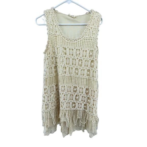 Entro Cream Crochet Lace Sleeveless Tank Top Women's Size Small/Medium - Picture 1 of 5
